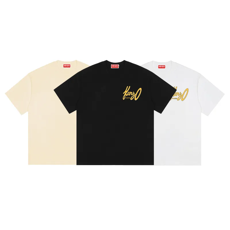 KENZO 23 new fall and winter new men's and women's Same Style letter pattern casual fashion short sleeves Color: Black Apricot White Size: M L XL XXL Three standards available Style number: K 71